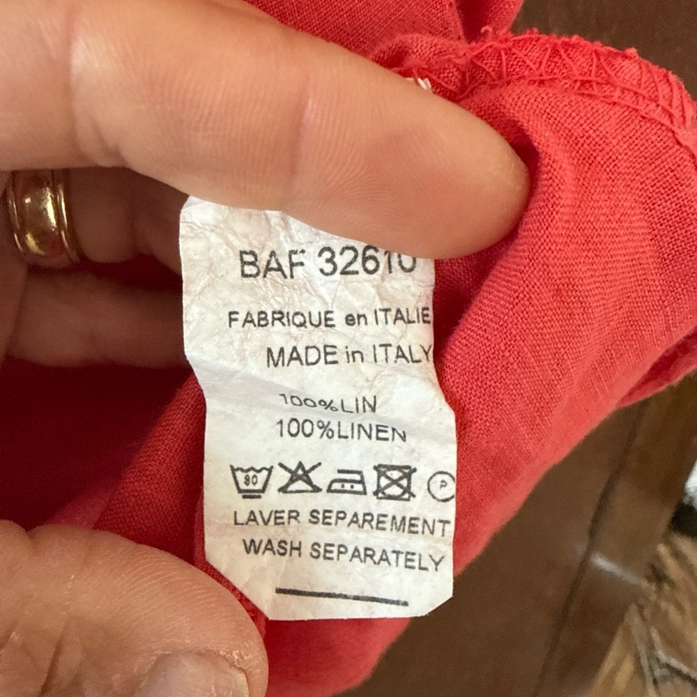 Le Phare De La Baleine Coral Linen Button-Up Shirt Small View 6